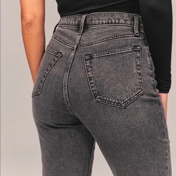 Abercrombie and fitch Curve Love Ultra High Rise Ankle Straight Washed Grey 27 - Picture 5 of 16